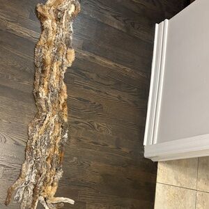 Rabbit Fur Scarf in Brown and Gray